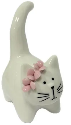 Сувенир котик белый пухлый с розовыми цветочками керамика 7,8*5*10см 10333706
