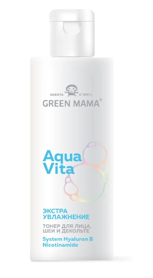 GREEN MAMA тонер д/лица шеи и декольте aquavita 8 экстраувлажнение 100мл