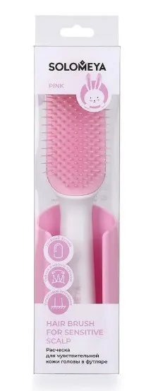 SOLOMEYA расческа д/чувствительной кожи головы в футляре розовая 221130-A-04