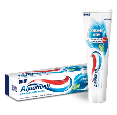 AQUAFRESH паста зубная total care освежающе-мятная синяя 100мл