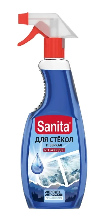 SANITA спрей д/стекол с формулой антипыль+спирт 500мл