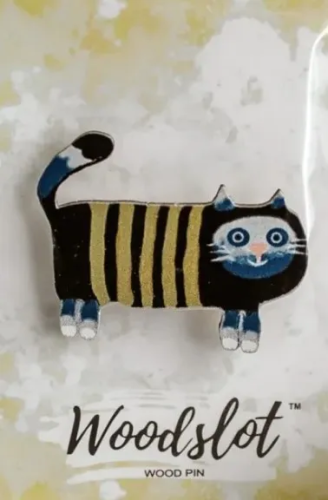 WOODSLOT брошь значок котик негатив br26