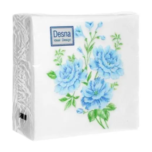 DESNA Design салфетки столовые голубые цветы 1сл. 24*24см 40шт
