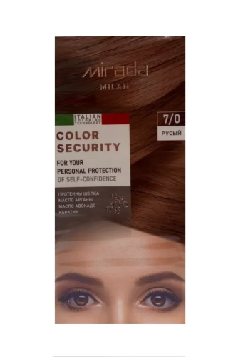 MIRADA MILAN краска д/волос с протеинами шелка кератином арганой и авокадо 7.0 русый