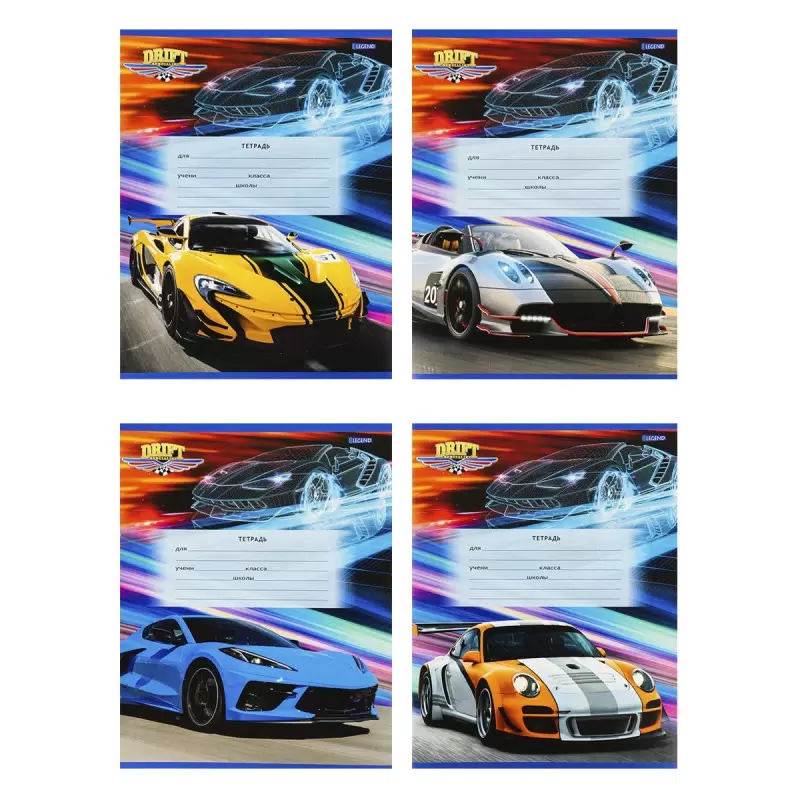Тетрадь 12л клетка стремительные автомобили-1 12-4330