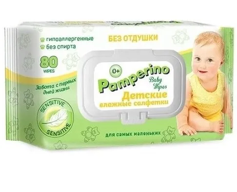 PAMPERINO салфетки влажные д/детей без отдушки 80шт 48734