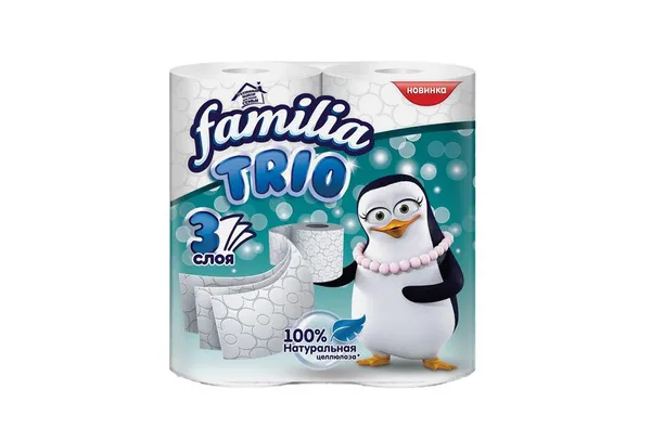 FAMILIA Trio бумага туалетная белая 3сл. 4 рулона