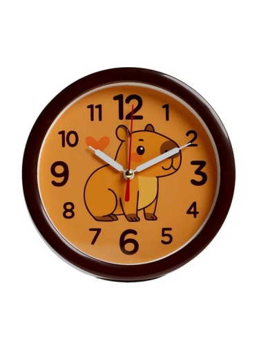 РУБИН будильник кварц цв.коричневый капибара 15см В4-059