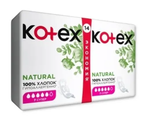 KOTEX Natural прокладки super 14шт