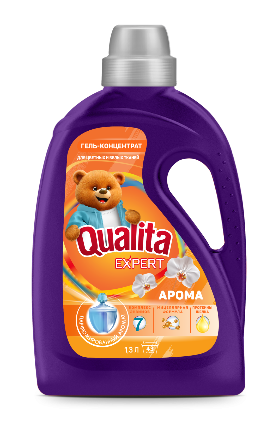 QUALITA Expert гель-концентрат д/стирки цветных и белых тканей арома 1300мл