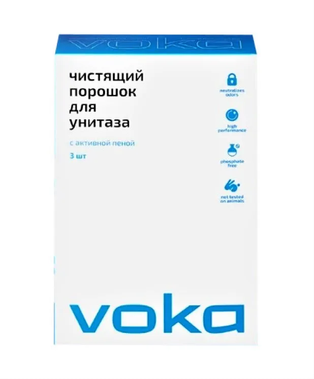 VOKA порошок чистящий д/унитаза с активной пеной 3шт 100г