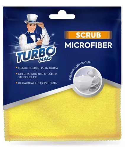 TURBOMAG салфетка чистящая scrub микрофибра 15*15см
