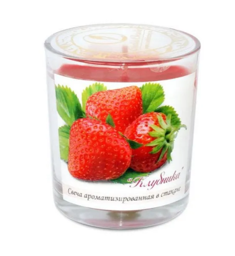 Свеча аромат. в стакане клубника 321306