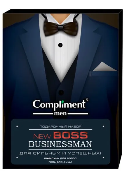 COMPLIMENT MEN набор подарочный businessman №1771-2: шампунь д/волос 250мл, гель д/душа 250мл
