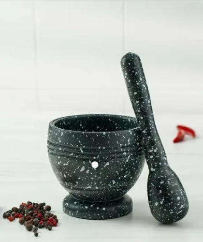 Ступка с пестиком 10см цв. серый мрамор L 230304