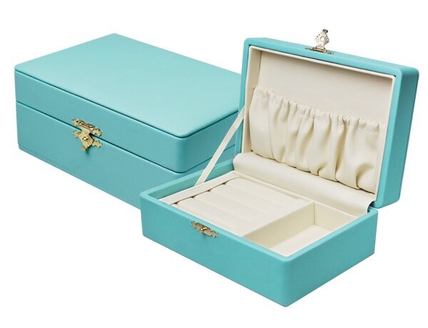 Шкатулка из искусственной кожи дизайн венеция цв.бирюзовый 14,7*10*6см Д79043