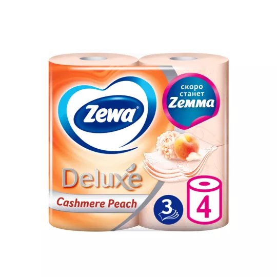 ZEWA Deluxe бумага туалетная персик 3сл. 4рулона
