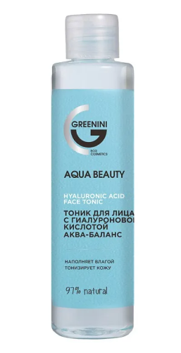 GREENINI тоник д/лица с гиалуроновой кислотой аква-баланс aqua beauty 250мл