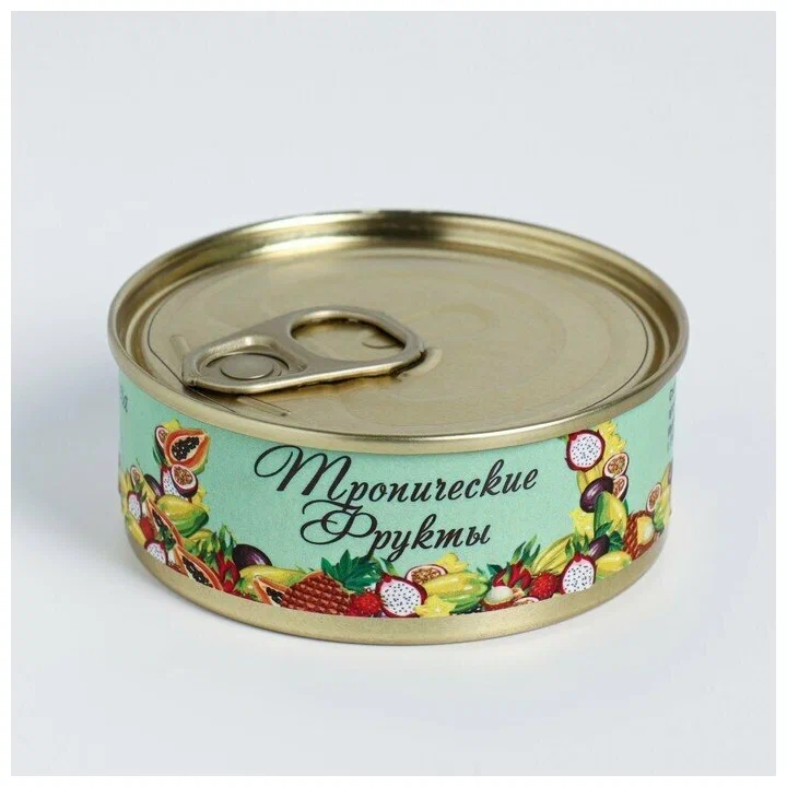 Свеча натуральная тропические фрукты в жестяной банке из соевого воска 7,5*3см 7181263