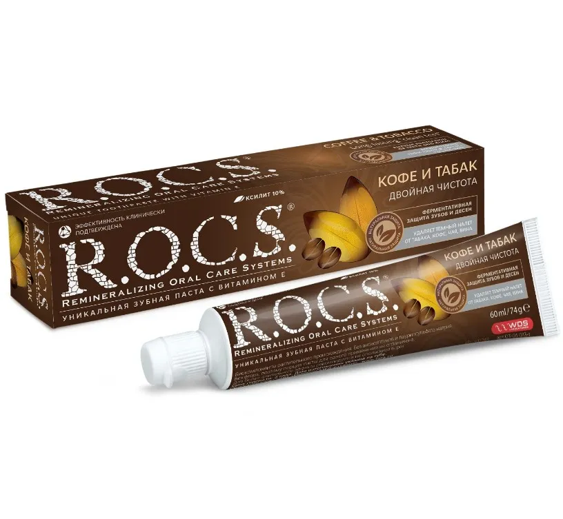 ROCS паста зубная кофе и табак 74г