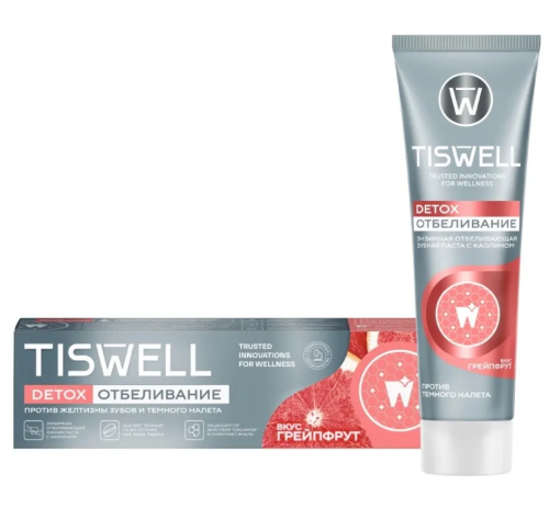 TISWELL паста зубная отбеливающая энзимная против желтизны и налета грейпфрут 110г
