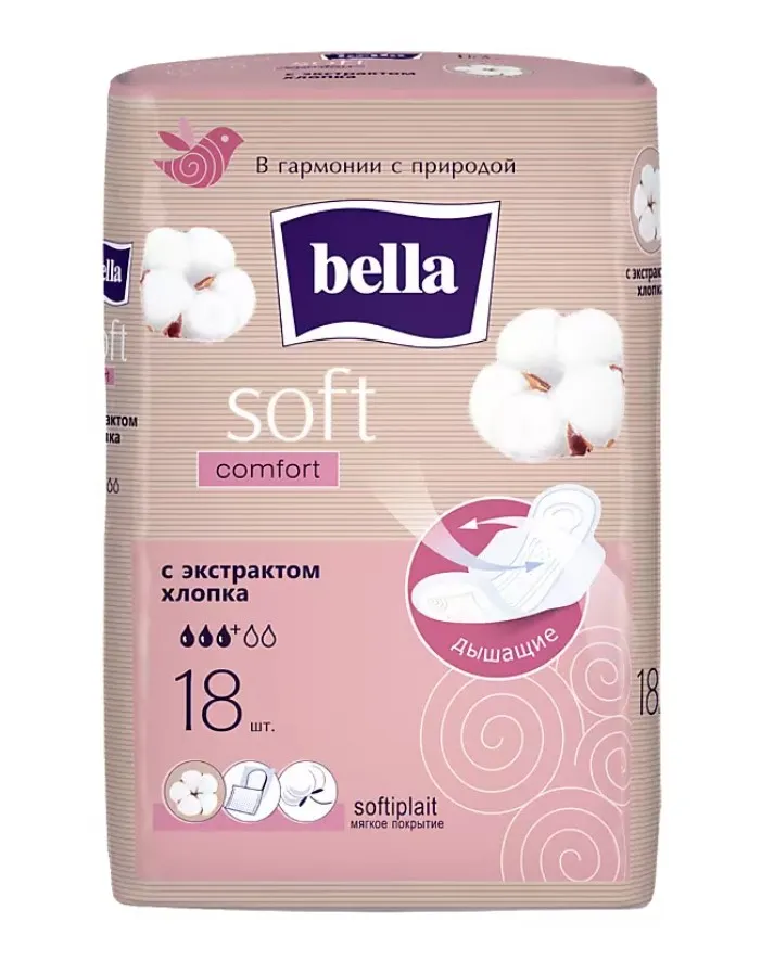 BELLA прокладки soft comfort с экстрактом хлопка 18шт