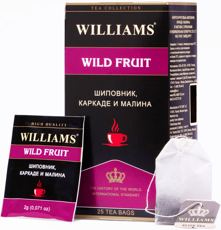 WILLIAMS чай фруктовый шиповник, каркаде, малина wild fruit 2г*25пак