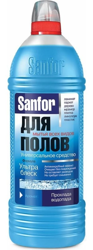 SANFOR средство универсальное д/мытья полов прохлада водопада 1000мл