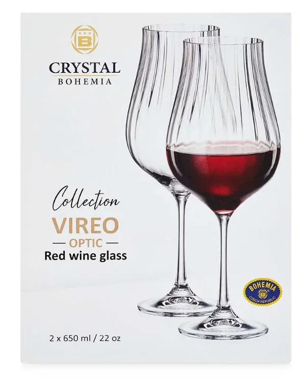 BOHEMIA Crystalite рюмка д/красного вина vireo optic 2шт 650мл