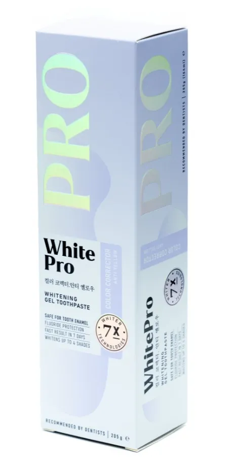 WHITE PRO паста зубная гелевая отбеливающая с фиолетовым пигментом против желтого оттенка 205г