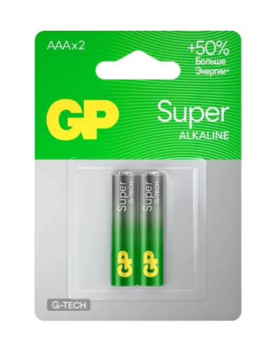 GP батарейки super alkaline 24A-2CR2 AAA LR03 2шт 1221