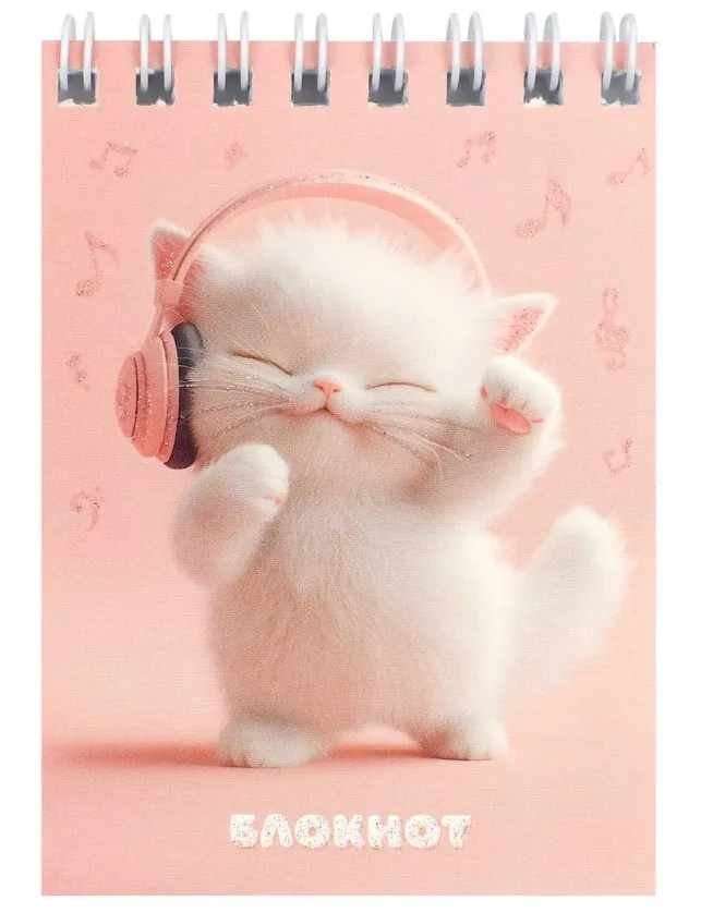 Блокнот А7 40л котенок меломан 70964