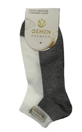 OEMEN носки женские с махровой стопой PW184 белый/серый р.23-25