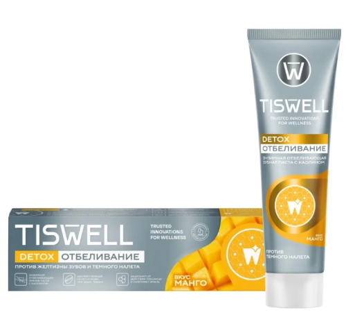 TISWELL паста зубная отбеливающая энзимная против желтизны и налета манго 110г