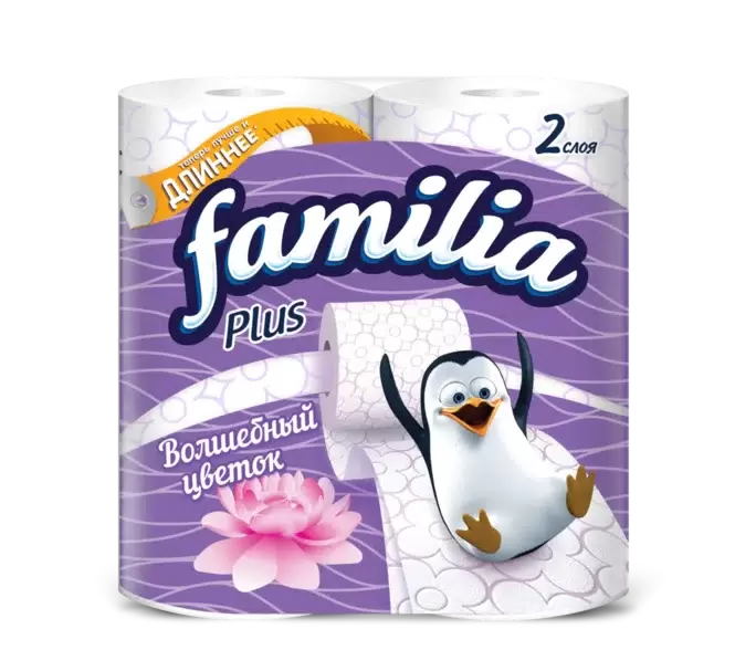 FAMILIA Plus бумага туалетная волшебный цветок с рисунком 2сл. 4рулона