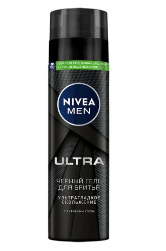 NIVEA MEN гель д/бритья черный с углем ultra 200мл 81789