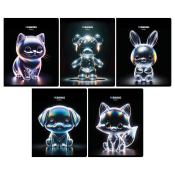 Тетрадь 48л А5 клетка glow тиснение фольгой