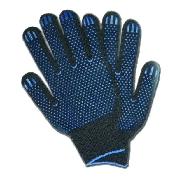 Перчатки с точкой пвх стандарт цв.черный/синий универсал 593