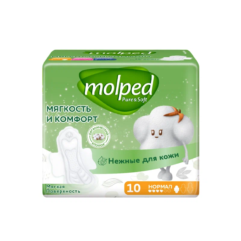 MOLPED прокладки ультратонкие pure&soft нормал 10шт