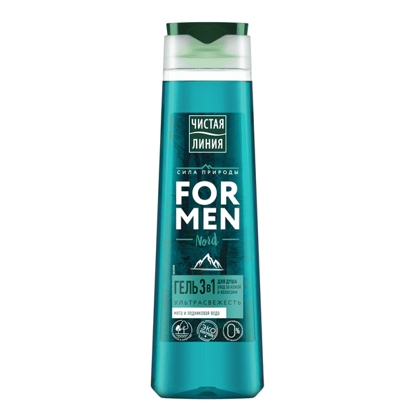 ЧИСТАЯ ЛИНИЯ гель д/душа муж. 3в1 ультрасвежесть 400мл