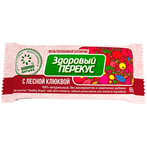 Батончик мюсли Здоровый перекус с клюквой 55г/20
