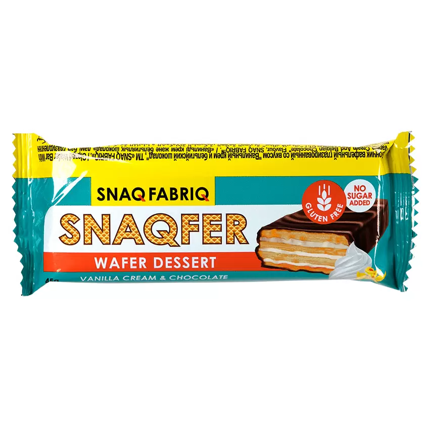 SNAQ FABRIQ батончик вафельный ванильный крем и бельгийский шоколад 45г/20
