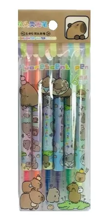 Набор фломастеров флюоресцентные капибары двусторонние 6шт