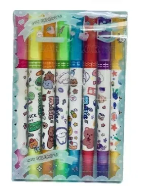 Набор фломастеров двухсторонние со штампами 8шт