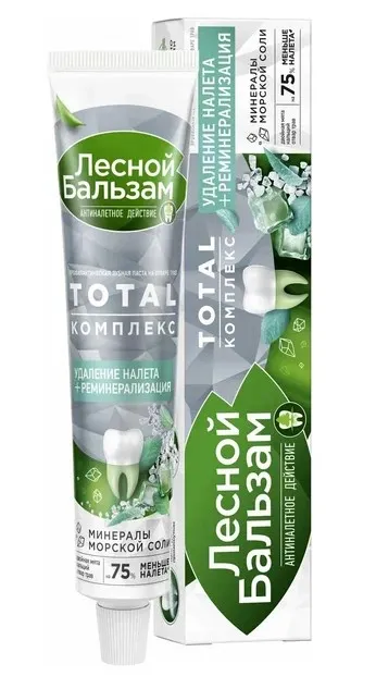 ЛЕСНОЙ БАЛЬЗАМ паста зубная тотал комплекс двойная мята на отваре трав 75мл                        