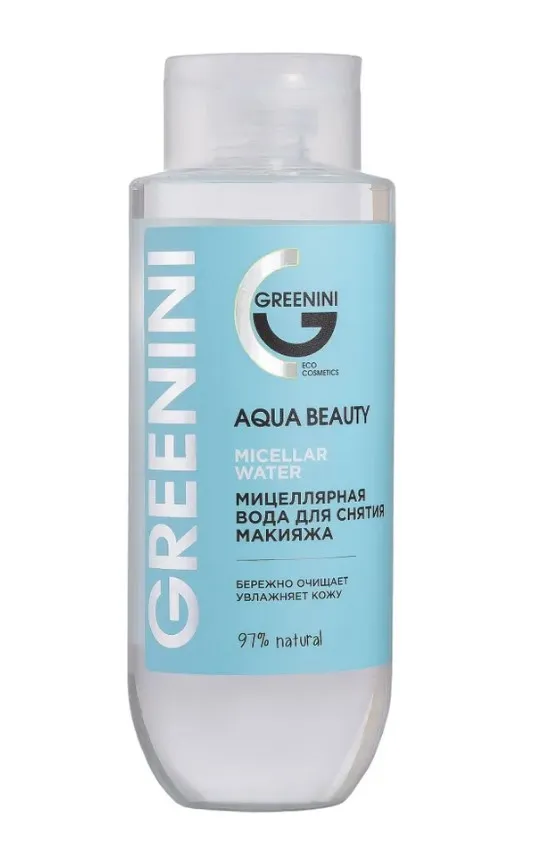 GREENINI вода мицеллярная д/снятия макияжа с гиалуроновой кислотой aqua beauty 400мл