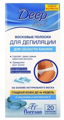 ФЛОРЕСАН полоски восковые д/депиляции области бикини с азуленом Ф481