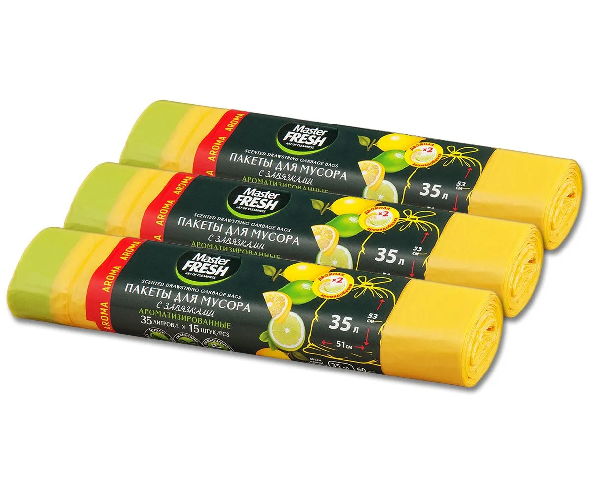LEMON MOON пакеты д/мусора 35л. 15шт. прочные с завязками