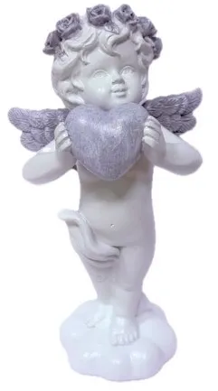 Сувенир полистоун ангелочек с сердцем в руках с венком в волосах 8,5*7*16,5см 10740337