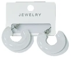Серьги акрил полукольца цв.белый L 230725